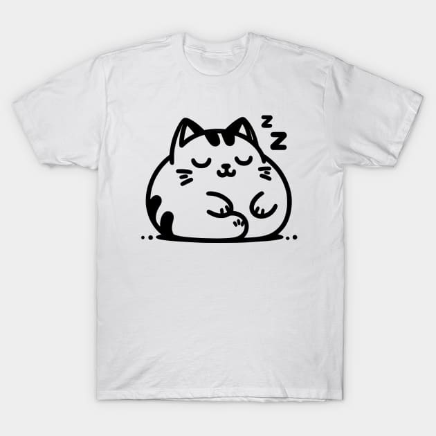 Cute cat sleeping line art T-Shirt by Teeyara